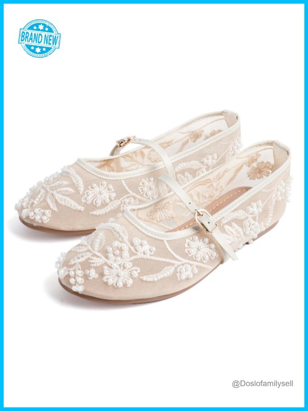 MAVMAX Floral Mesh Ballet Flats with Strap Round Toe Slip On Women's Mary Jane
